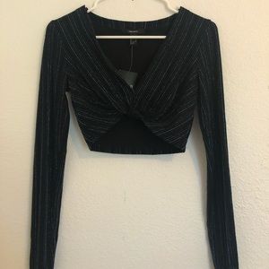 SPARKLY LONG SLEEVE CROP TOP